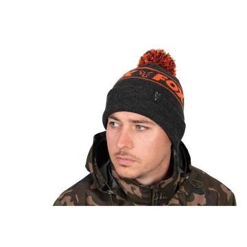 Fox Collection Bobble Hat Black and Orange