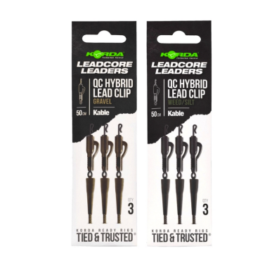 Korda Kable Leadcore Leader Hybrid Lead Clip QC Swivel 50cm