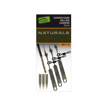 Fox Edges Naturals Copper-Core Heli Rig Leaders x3