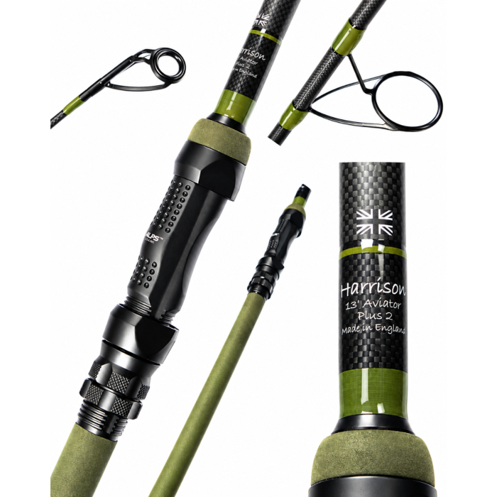 Harrisons Aviator Plus 2 Custom Rod | 13ft 3.75lb 50mm | Olive Duplon | Alps Seat | Ti Forged Rings