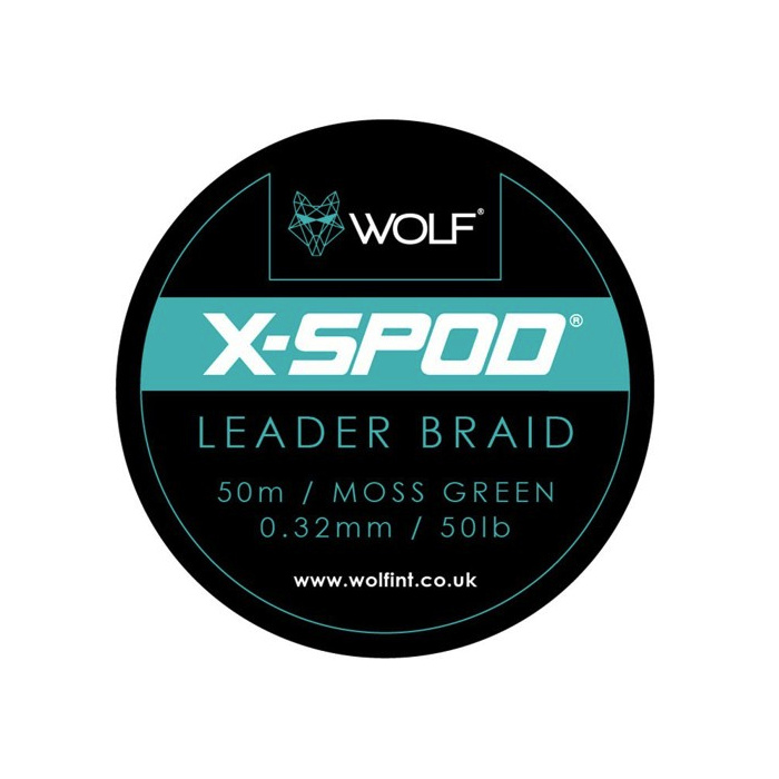 Wolf X-Spod Leader Braid 50m/0.32mm/50lb Moss Green