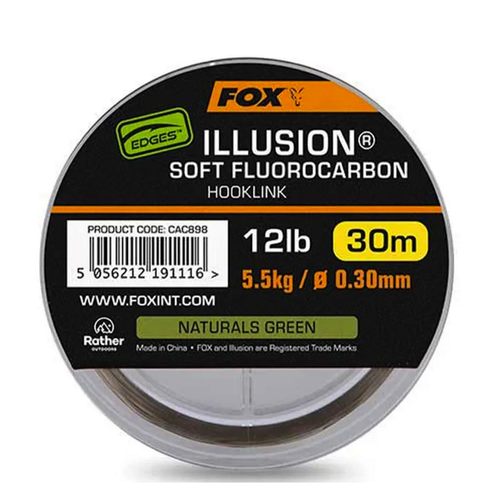 Fox Illusion Soft Fluorocarbon Hooklink 30m Naturals Green 