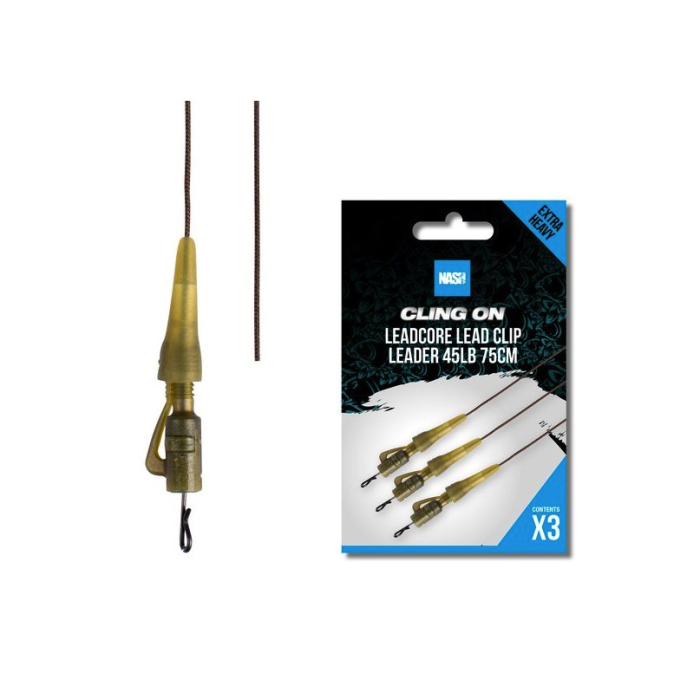 Nash Cling On Leadcore Lead Clip Leader 45LB 75cm