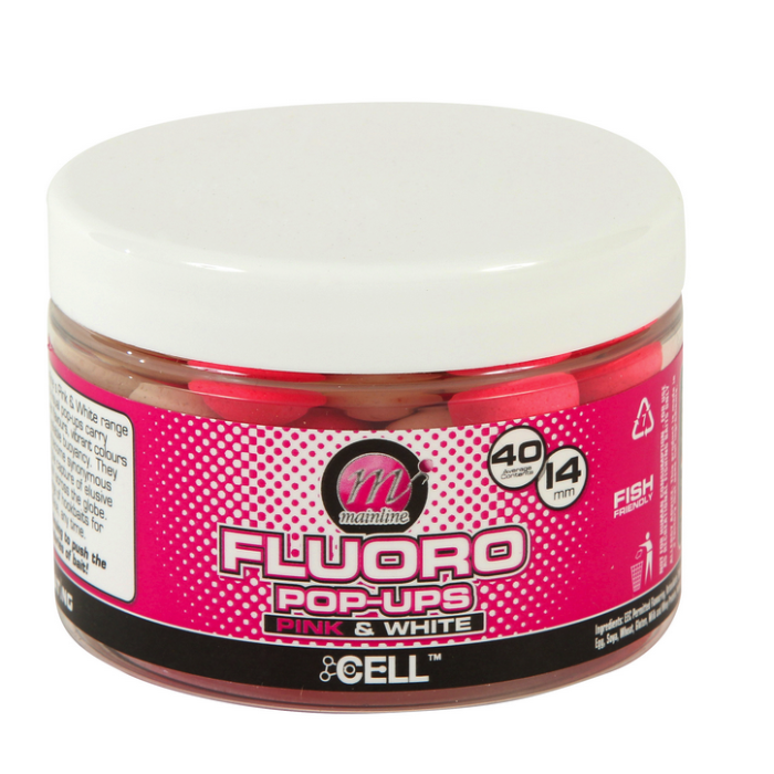 Mainline Baits Essential Cell Fluoro Pop-Ups 14mm Pink and White