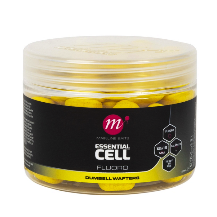 Mainline Baits Essential Cell Fluoro Yellow Dumbell Wafters 12x15mm