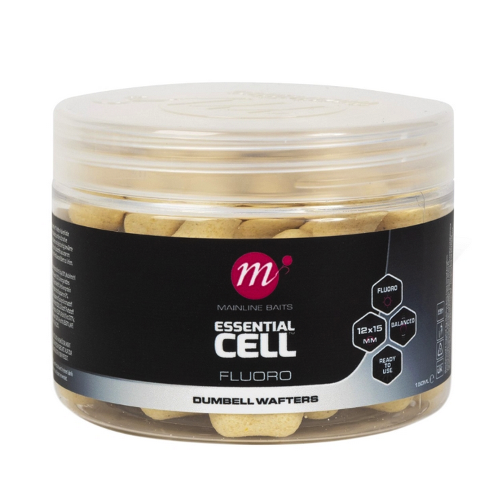 Mainline Baits Essential Cell White Fluoro Dumbell Wafters 12x15