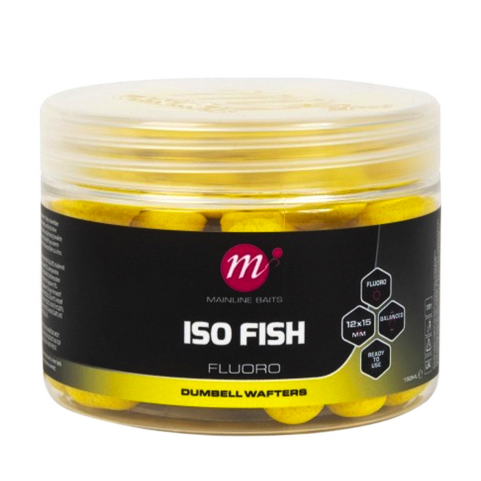 Mainline Baits ISO Fish Fluoro Dumbell Wafters Yellow 12x15mm