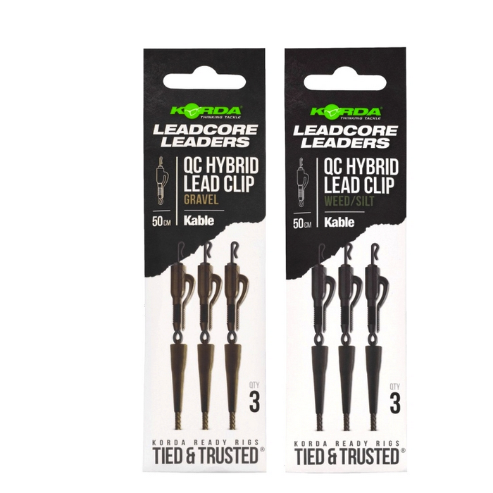 Korda Kable Leadcore Leader Hybrid Lead Clip QC Swivel 50cm