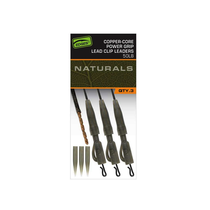Fox Edges Naturals Copper-Core Power Grip Lead Clip Leaders x3