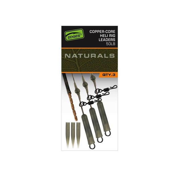 Fox Edges Naturals Copper-Core Heli Rig Leaders x3