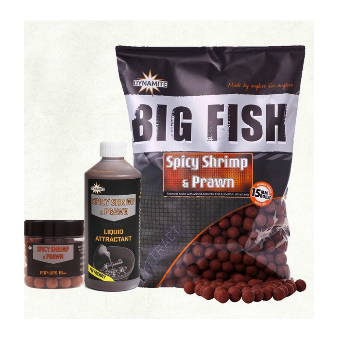 Dynamite Baits Big Fish Spicy Shrimp and Prawn 15mm Boilies 1.8kg