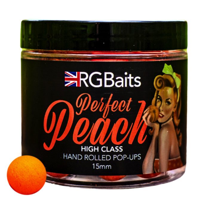 RG Baits Perfect Peach Pop Ups + Booster | High Class Hand Rolled Hook Baits